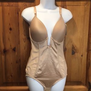 Va Bien Ultra Lift Plunge Satin Panel Bodysuit Size 36D
